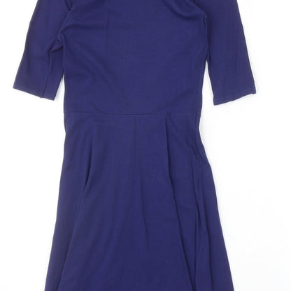 Topshop Womens Blue Cotton A-Line Size 6 Round Neck Pullover