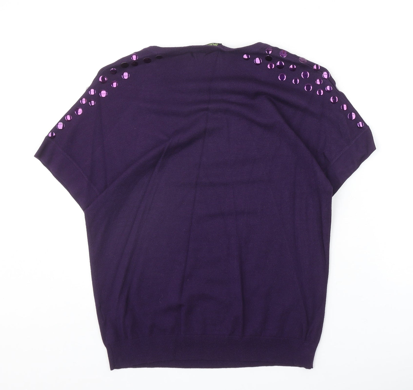 Claudia Womens Purple Scoop Neck Viscose Pullover Jumper Size M