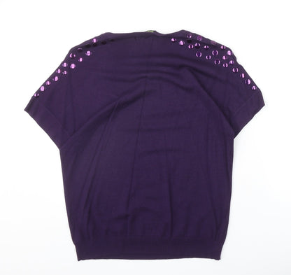 Claudia Womens Purple Scoop Neck Viscose Pullover Jumper Size M