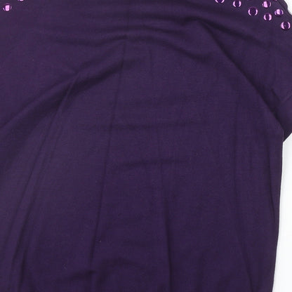 Claudia Womens Purple Scoop Neck Viscose Pullover Jumper Size M