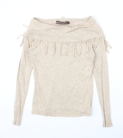 QED London Womens Beige Boat Neck Polyester Pullover Jumper Size S