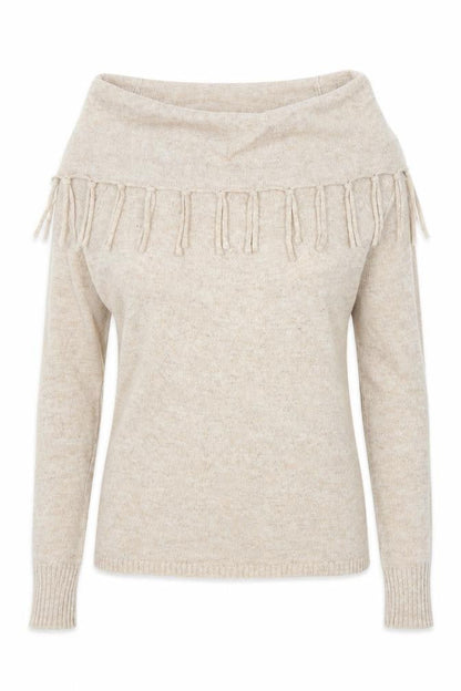 QED London Womens Beige Boat Neck Polyester Pullover Jumper Size S