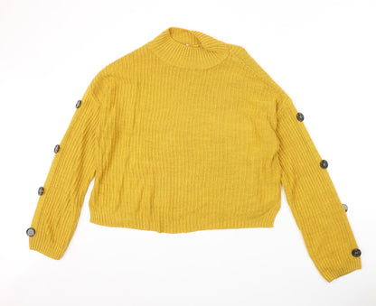 Primark Womens Yellow High Neck Acrylic Pullover Jumper Size S
