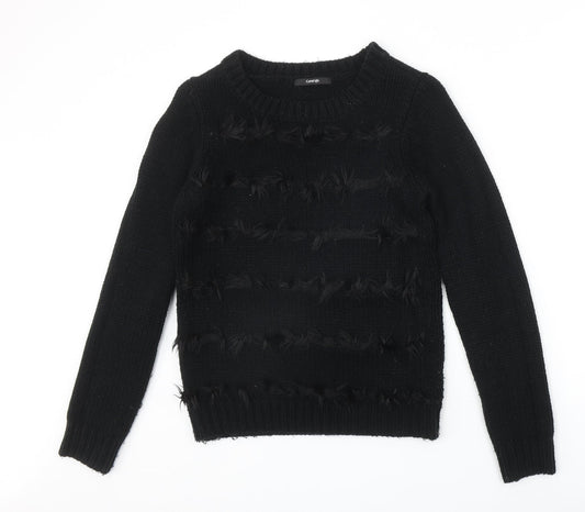 George Womens Black Round Neck Acrylic Pullover Jumper Size 8