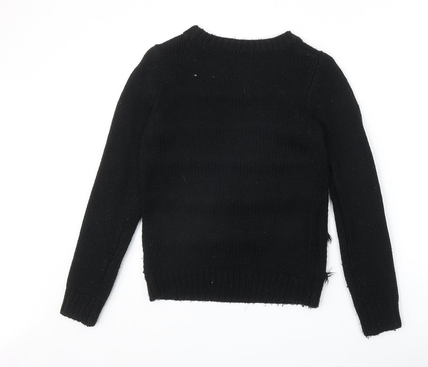 George Womens Black Round Neck Acrylic Pullover Jumper Size 8