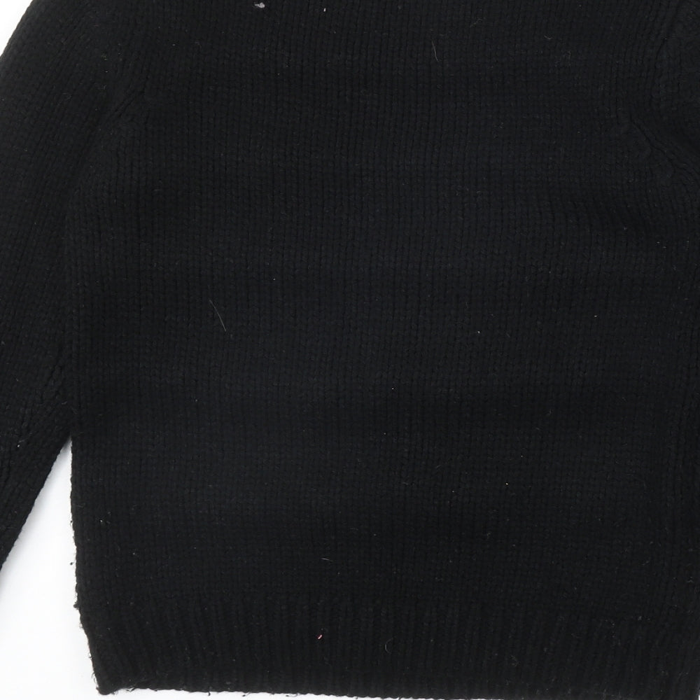 George Womens Black Round Neck Acrylic Pullover Jumper Size 8