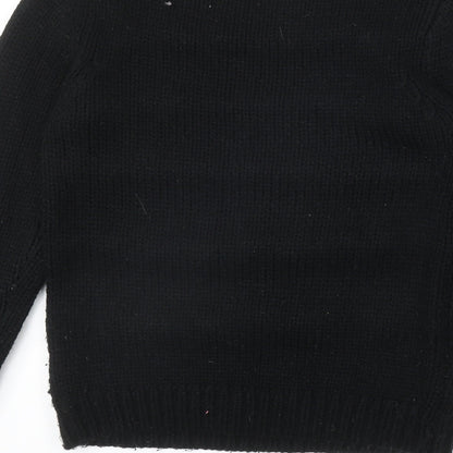George Womens Black Round Neck Acrylic Pullover Jumper Size 8