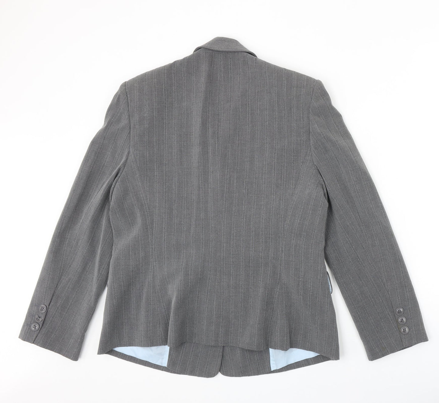 Marks and Spencer Womens Grey Striped Polyester Jacket Suit Jacket Size 16