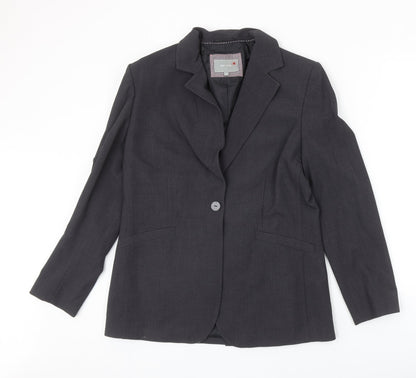 Marks and Spencer Womens Grey Polyester Jacket Blazer Size 14