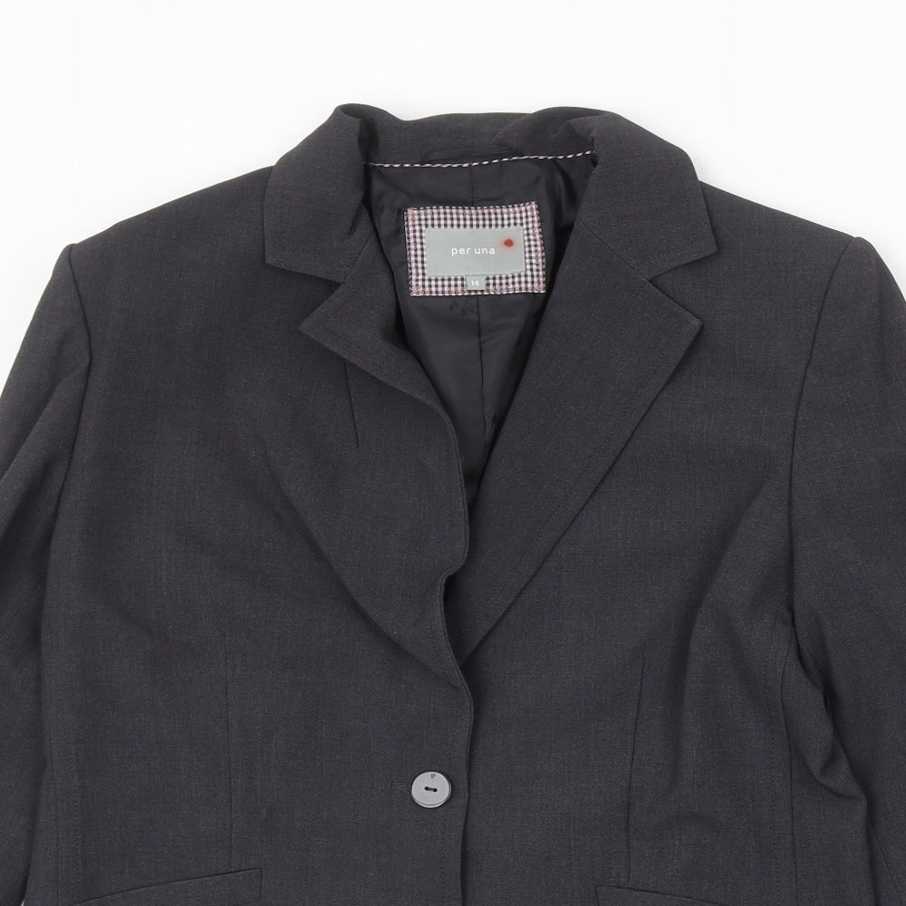 Marks and Spencer Womens Grey Polyester Jacket Blazer Size 14