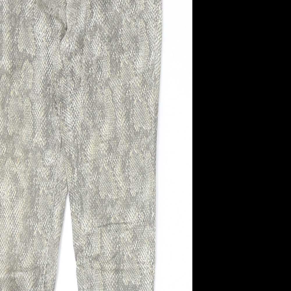 Miss Selfridge Womens Beige Animal Print Cotton Skinny Jeans Size 6 Regular Zip - Snake Skin Print