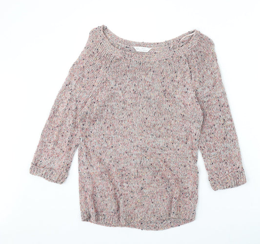 BHS Womens Multicoloured Boat Neck Cotton Pullover Jumper Size 10