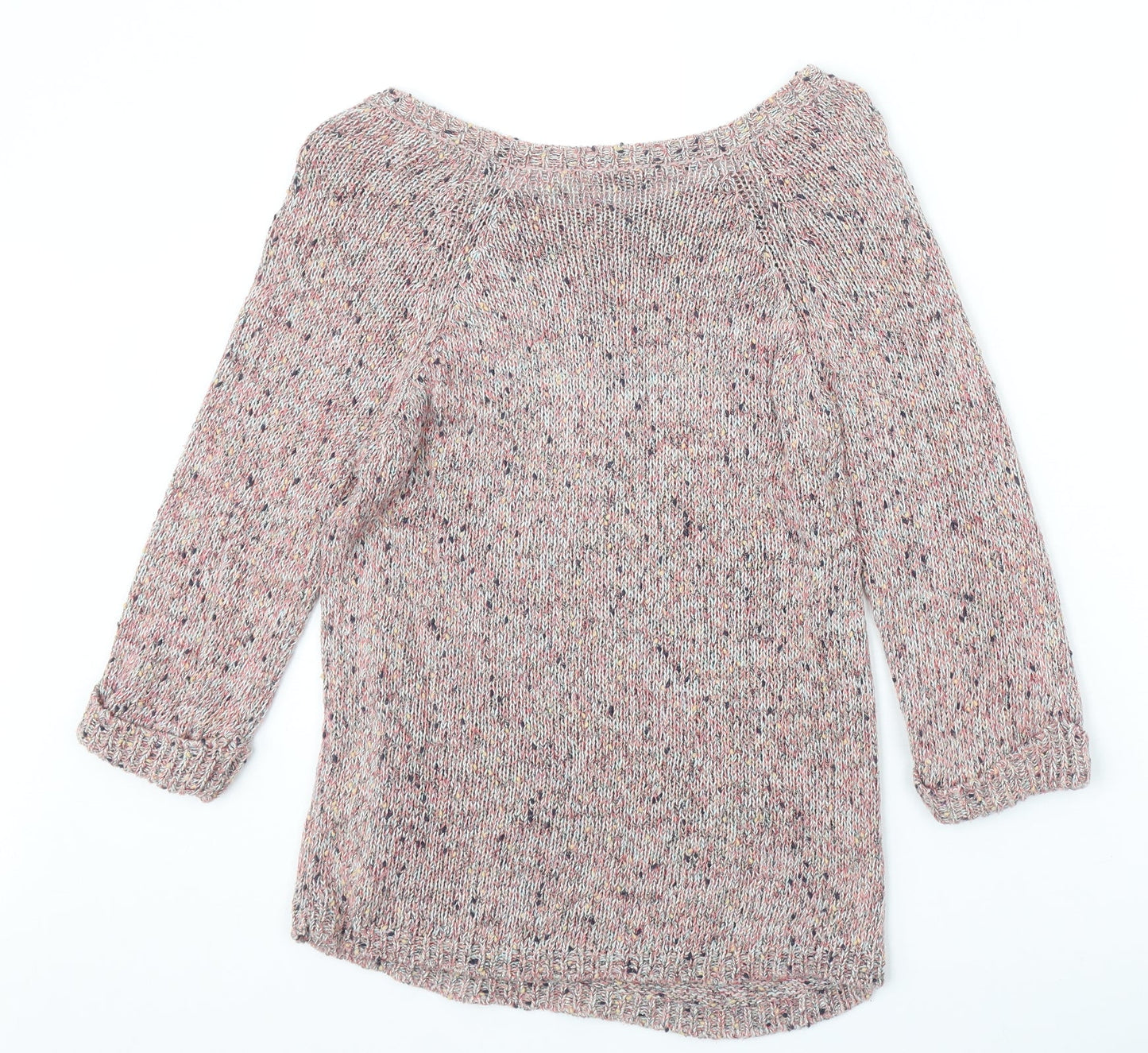 BHS Womens Multicoloured Boat Neck Cotton Pullover Jumper Size 10