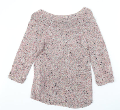 BHS Womens Multicoloured Boat Neck Cotton Pullover Jumper Size 10