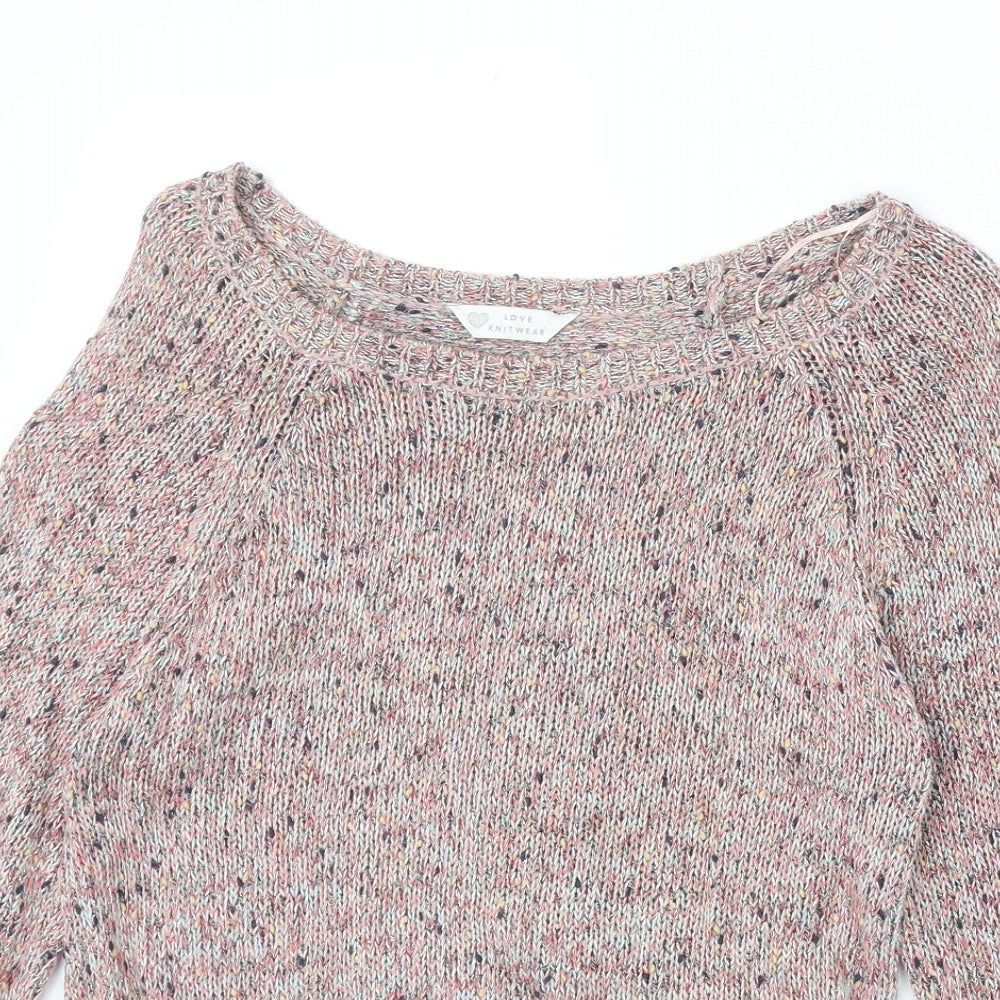 BHS Womens Multicoloured Boat Neck Cotton Pullover Jumper Size 10