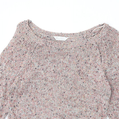 BHS Womens Multicoloured Boat Neck Cotton Pullover Jumper Size 10