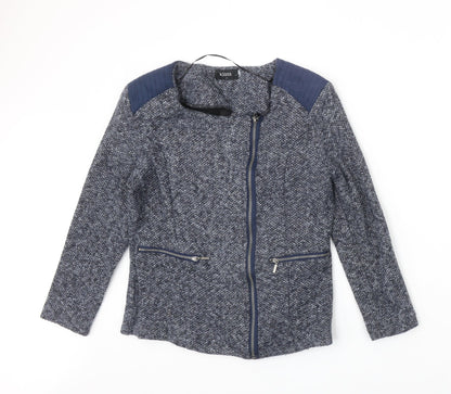 Klass Womens Blue Geometric Jacket Size 10 Zip