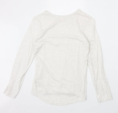 YD Girls Ivory Cotton Basic T-Shirt Size 11-12 Years Round Neck Pullover
