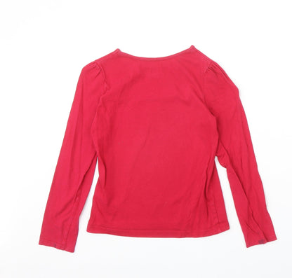 Circo Girls Pink 100% Cotton Basic T-Shirt Size M Round Neck Pullover - Christmas Tree
