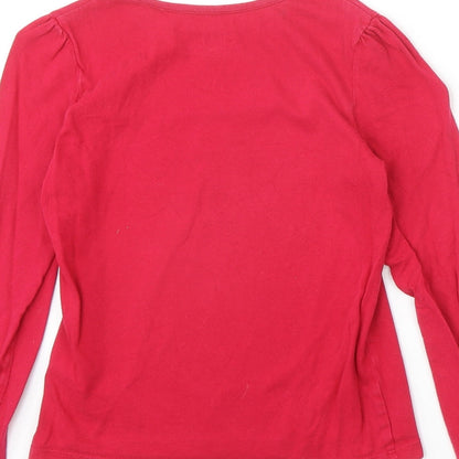 Circo Girls Pink 100% Cotton Basic T-Shirt Size M Round Neck Pullover - Christmas Tree