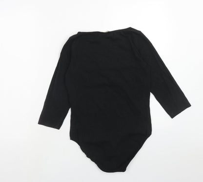 H&M Womens Black Cotton Bodysuit One-Piece Size M Snap