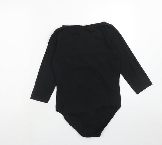 H&M Womens Black Cotton Bodysuit One-Piece Size M Snap