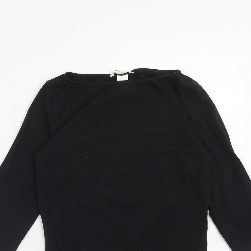 H&M Womens Black Cotton Bodysuit One-Piece Size M Snap