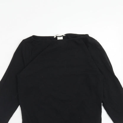 H&M Womens Black Cotton Bodysuit One-Piece Size M Snap