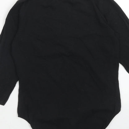 H&M Womens Black Cotton Bodysuit One-Piece Size M Snap