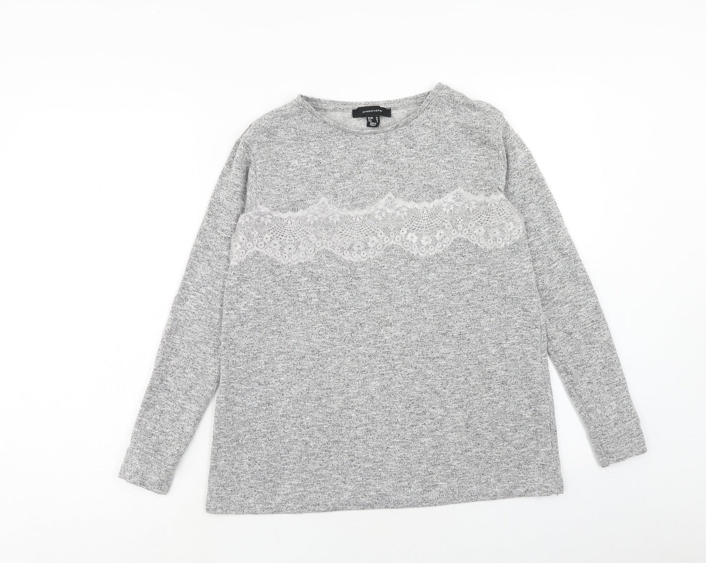 Atmoshere Womens Grey Round Neck Polyester Pullover Jumper Size 10