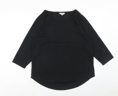 Nutmeg Womens Black Polyester Basic T-Shirt Size 12 Round Neck