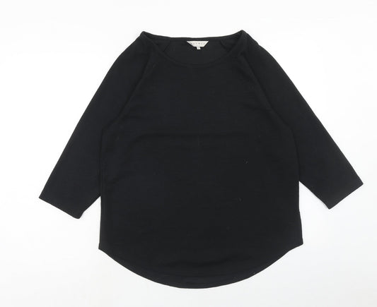 Nutmeg Womens Black Polyester Basic T-Shirt Size 12 Round Neck