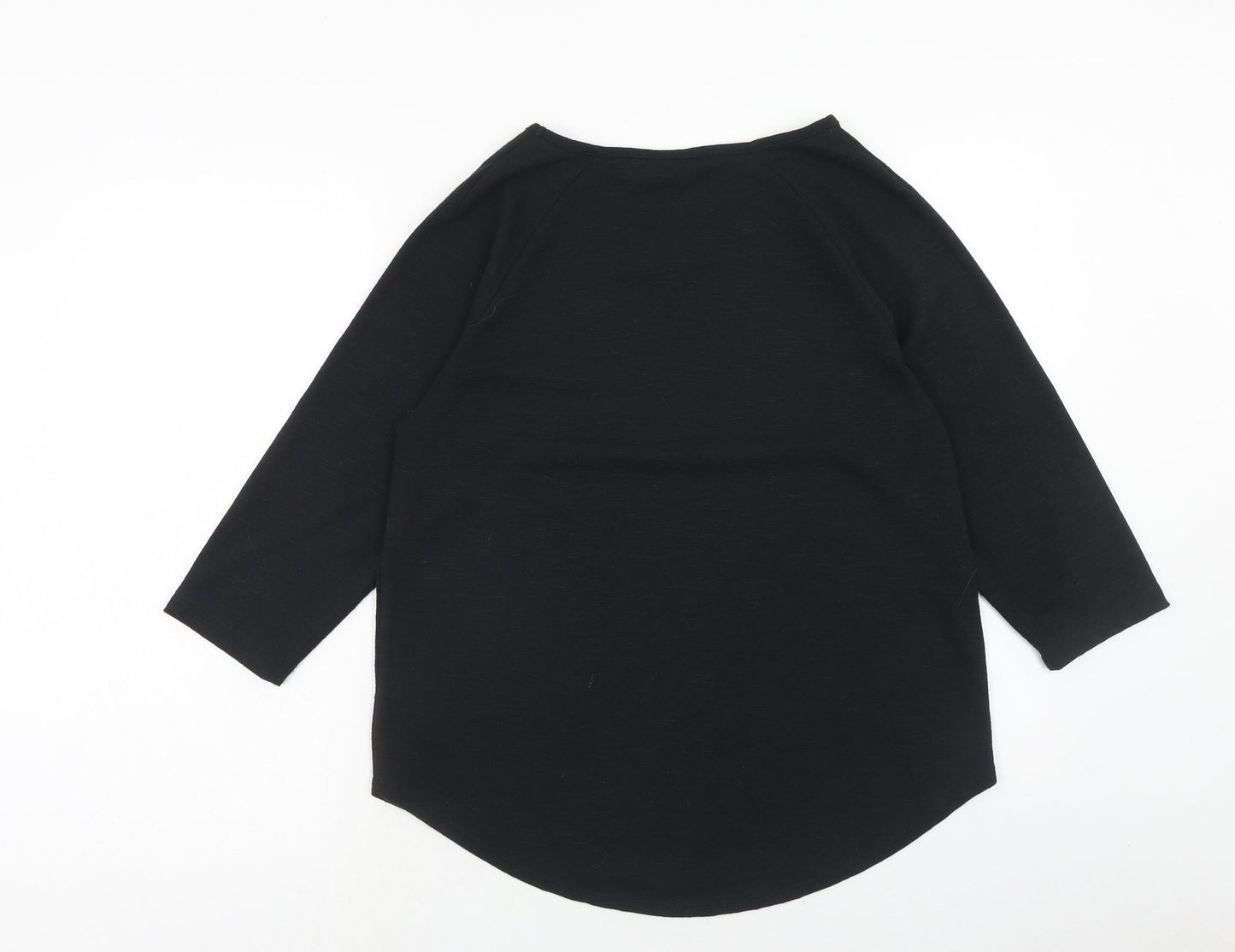 Nutmeg Womens Black Polyester Basic T-Shirt Size 12 Round Neck