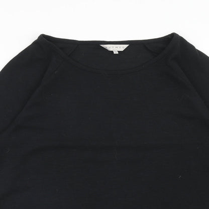 Nutmeg Womens Black Polyester Basic T-Shirt Size 12 Round Neck