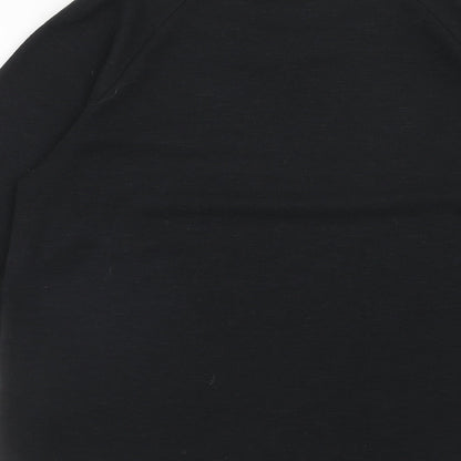 Nutmeg Womens Black Polyester Basic T-Shirt Size 12 Round Neck