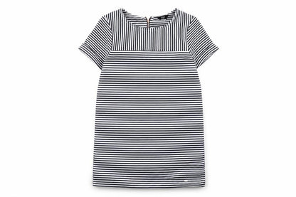 F&F Womens Blue Striped Polyester T-Shirt Dress Size 10 Round Neck Zip