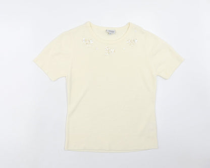 Womens UK Size M First Avenue Ivory Basic T-Shirt