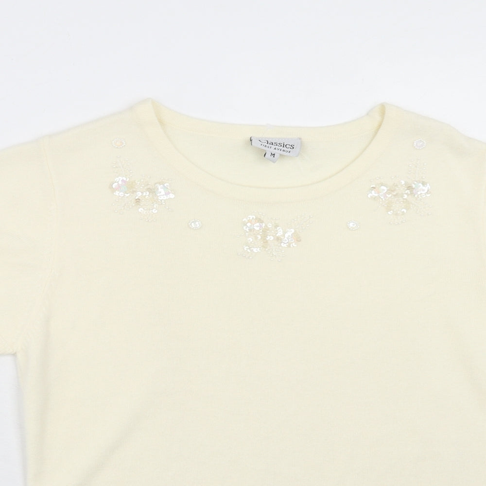 Womens UK Size M First Avenue Ivory Basic T-Shirt