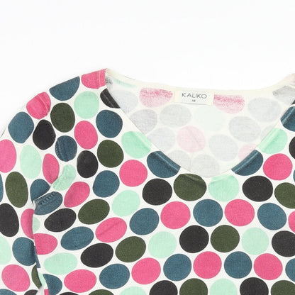 Kaliko Womens Multicoloured V-Neck Geometric Viscose Pullover Jumper Size 10