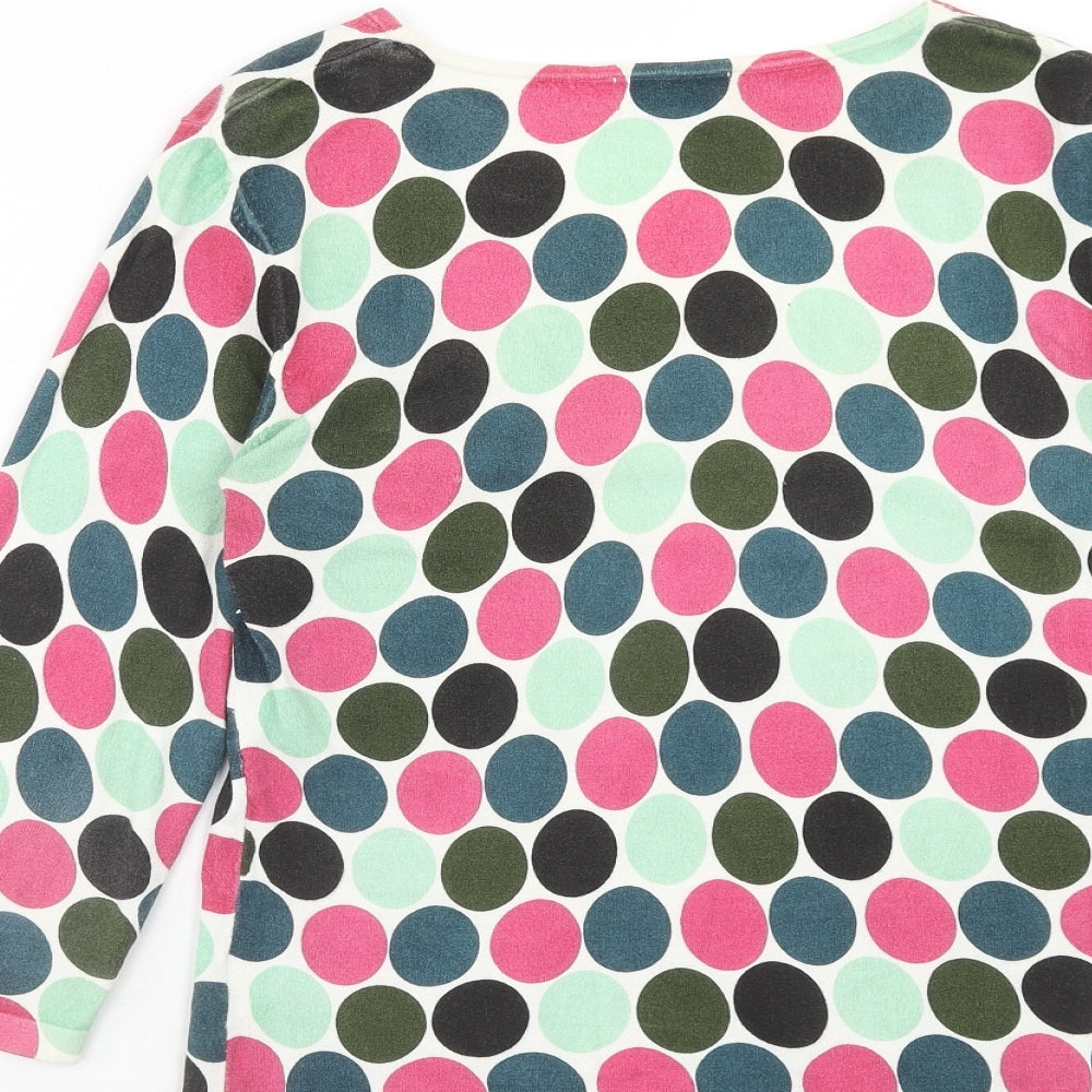 Kaliko Womens Multicoloured V-Neck Geometric Viscose Pullover Jumper Size 10