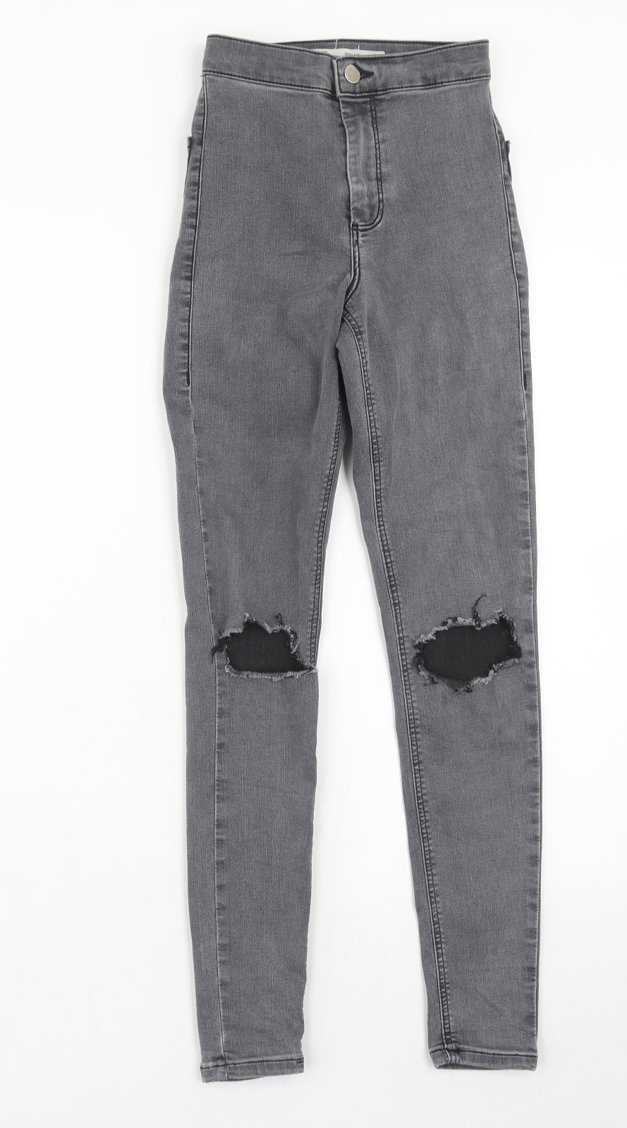 Topshop Womens Grey Cotton Jegging Jeans Size 24 in L32 in Regular Zip