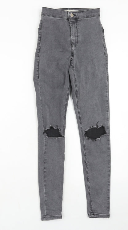 Topshop Womens Grey Cotton Jegging Jeans Size 24 in L32 in Regular Zip