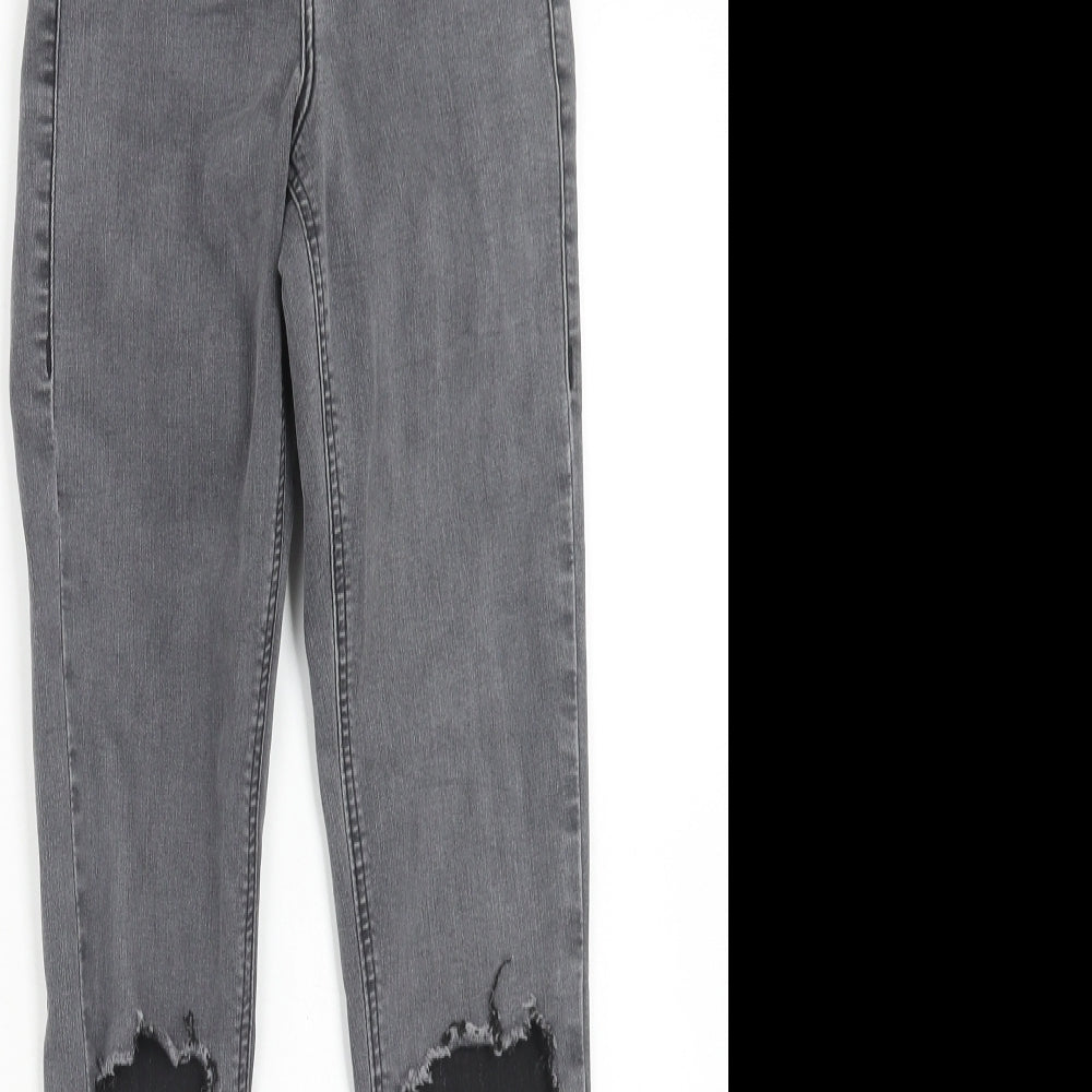 Topshop Womens Grey Cotton Jegging Jeans Size 24 in L32 in Regular Zip