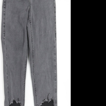 Topshop Womens Grey Cotton Jegging Jeans Size 24 in L32 in Regular Zip