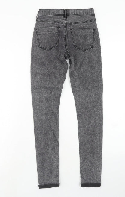 Topshop Womens Grey Cotton Skinny Jeans Size 24 L28 in Regular Zip