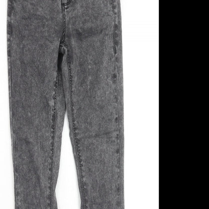 Topshop Womens Grey Cotton Skinny Jeans Size 24 L28 in Regular Zip