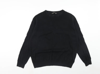 Cedar Wood State Mens Black Round Neck Cotton Pullover Jumper Size L Long Sleeve