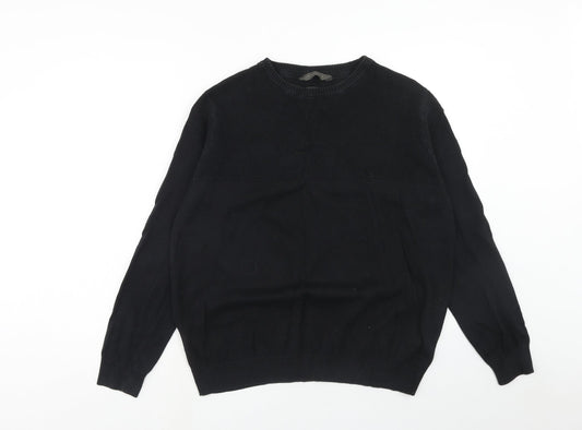 Cedar Wood State Mens Black Round Neck Cotton Pullover Jumper Size L Long Sleeve