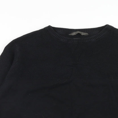 Cedar Wood State Mens Black Round Neck Cotton Pullover Jumper Size L Long Sleeve