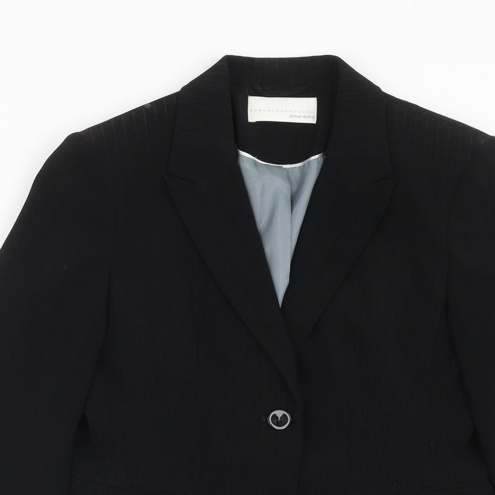 Matalan Womens Black Pinstripe Polyester Jacket Suit Jacket Size 12